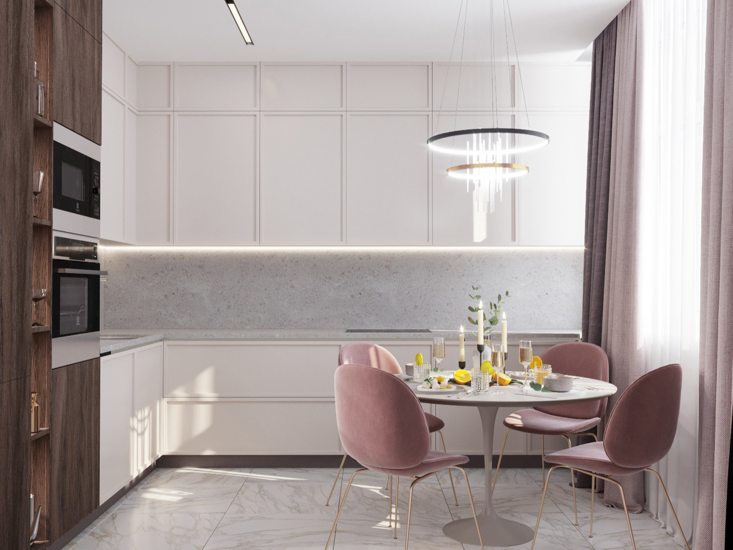 Неоклассика в пыльно-розовых тонах. Москва 2020