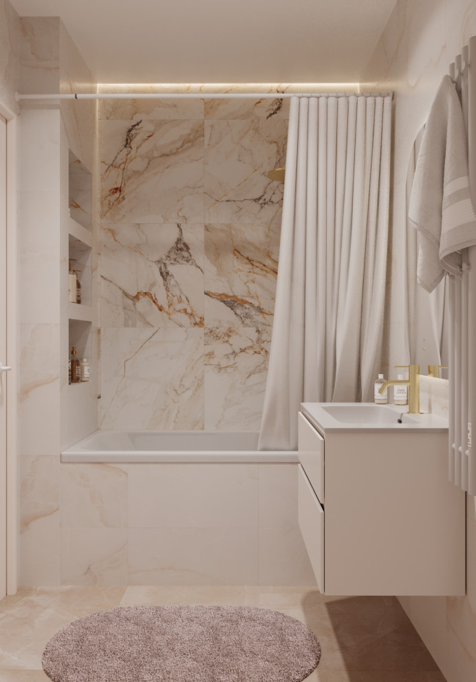 Дизайн проект 3х комнатной квартиры с большой кухней-гостиной