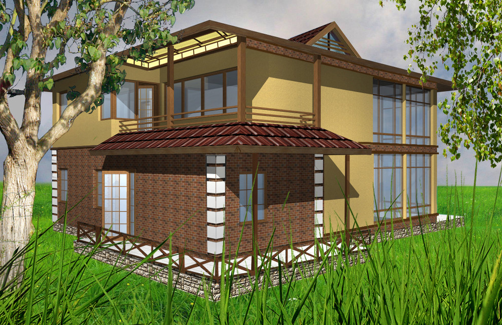 Обложка проекта: Эскизный проект каркасно-щитового дома в посёлке "Улыбка" Тульской области.