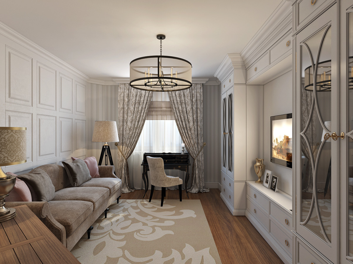 Квартира в легкой классике с романтичными декоративными деталями