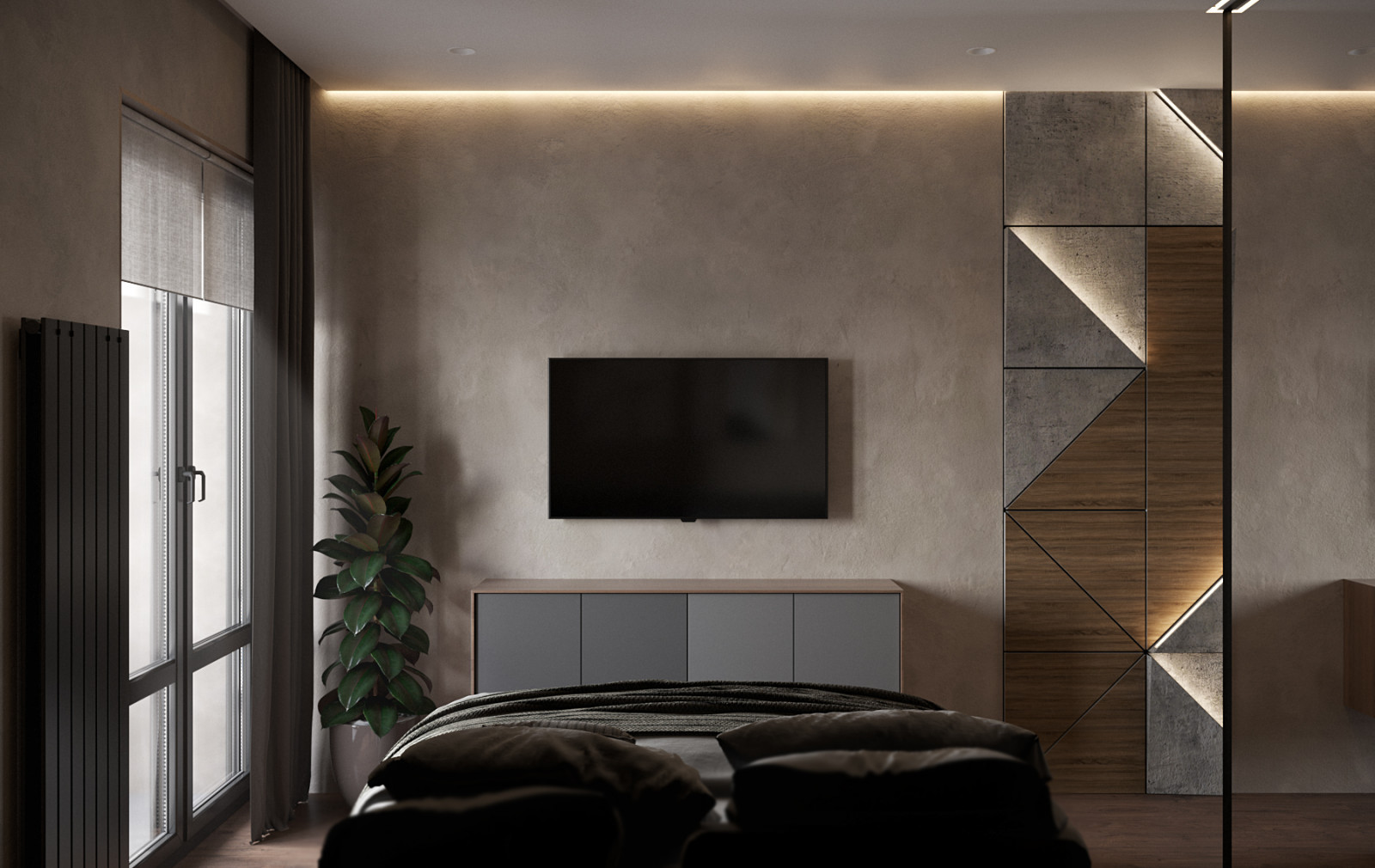 Дизайн интерьера трехкомнатной квартиры "Квартира ЖК Сердце, 98 кв.м"