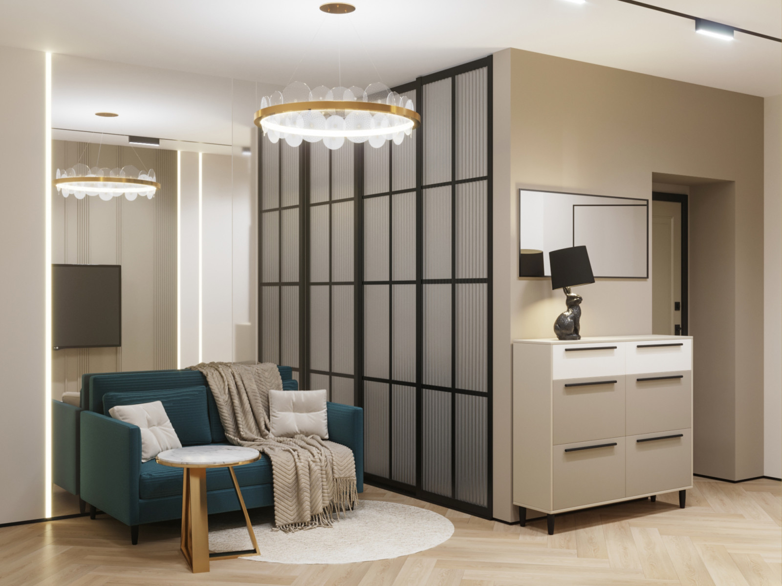 Коридор с функцией гостиной