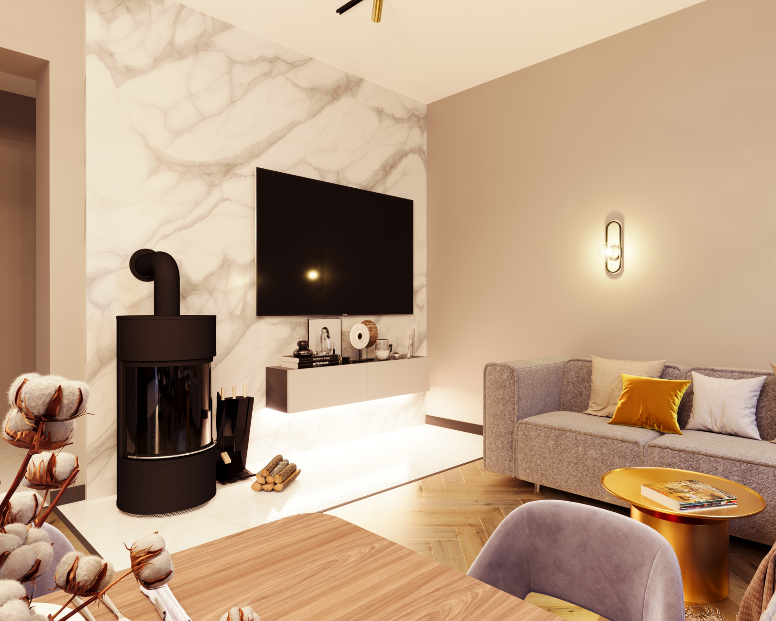 Кухня-гостиная в загородном доме