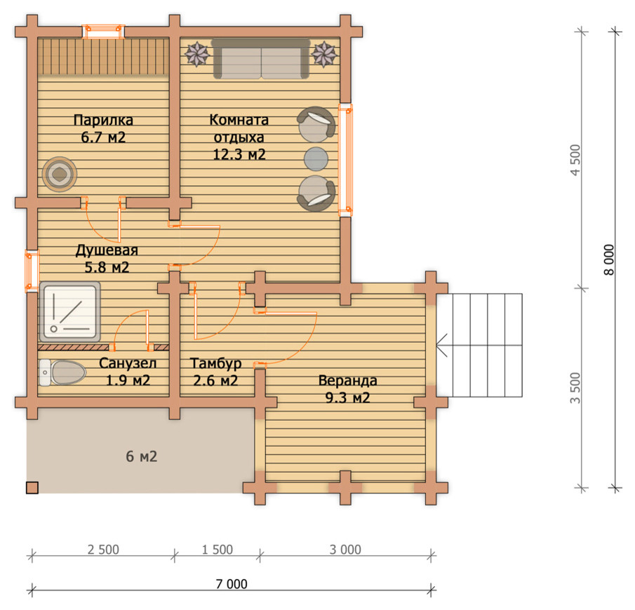 Баня из профилированного бруса "Куровское"