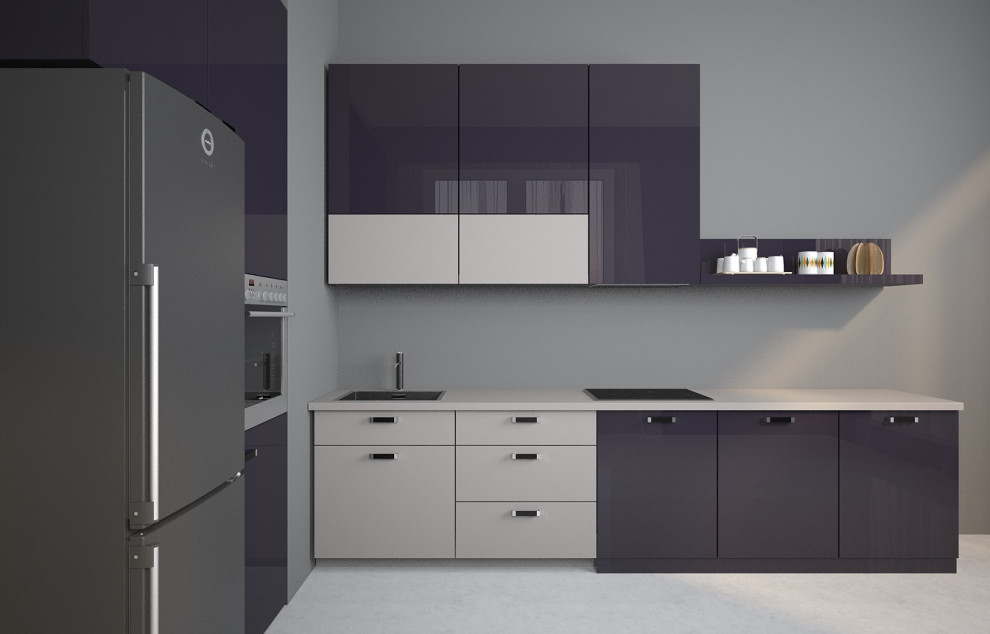 Кухня с угловой колонной в интерьере