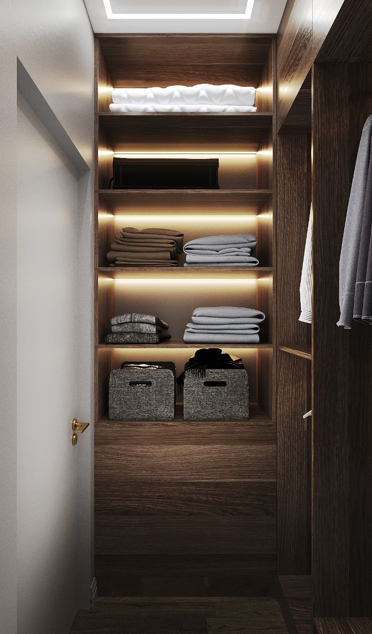 Гостевая спальня с санузлом и гардеробной в частном доме