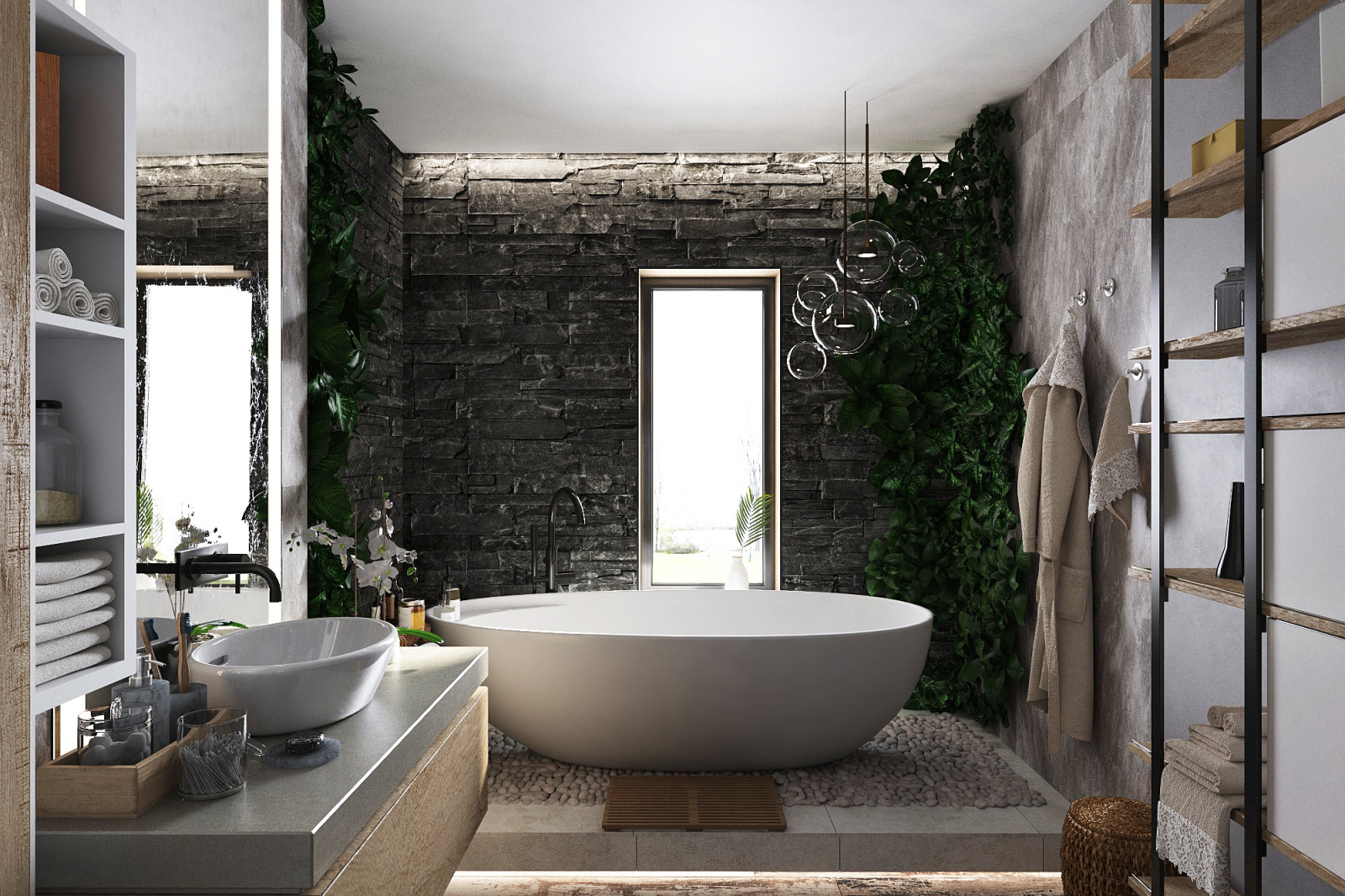 Интерьер первого этажа частного дома