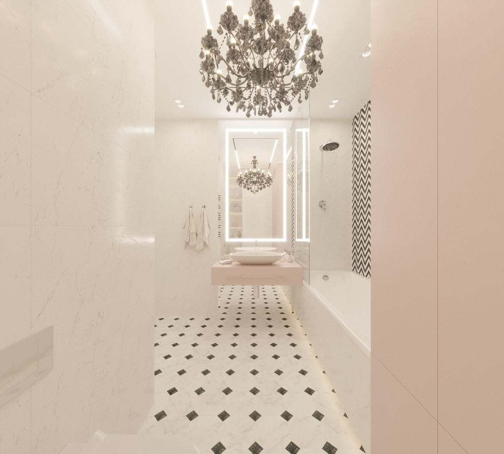 Нежный интерьер в красно-розовых тонах