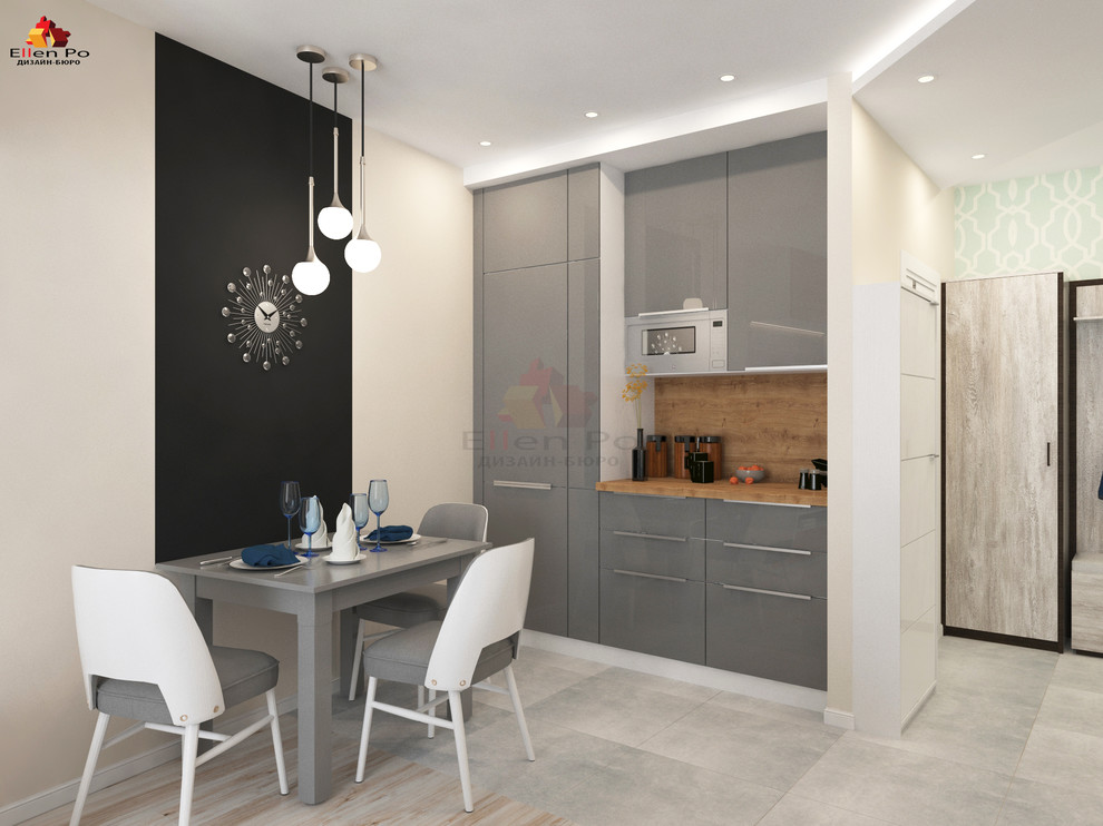 Дизайн однокомнатной квартиры, современный стиль с элементами скандинавского.