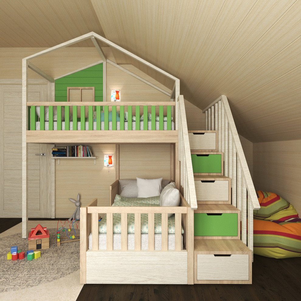 Кровать-домик в скандинавском стиле для детской спальни