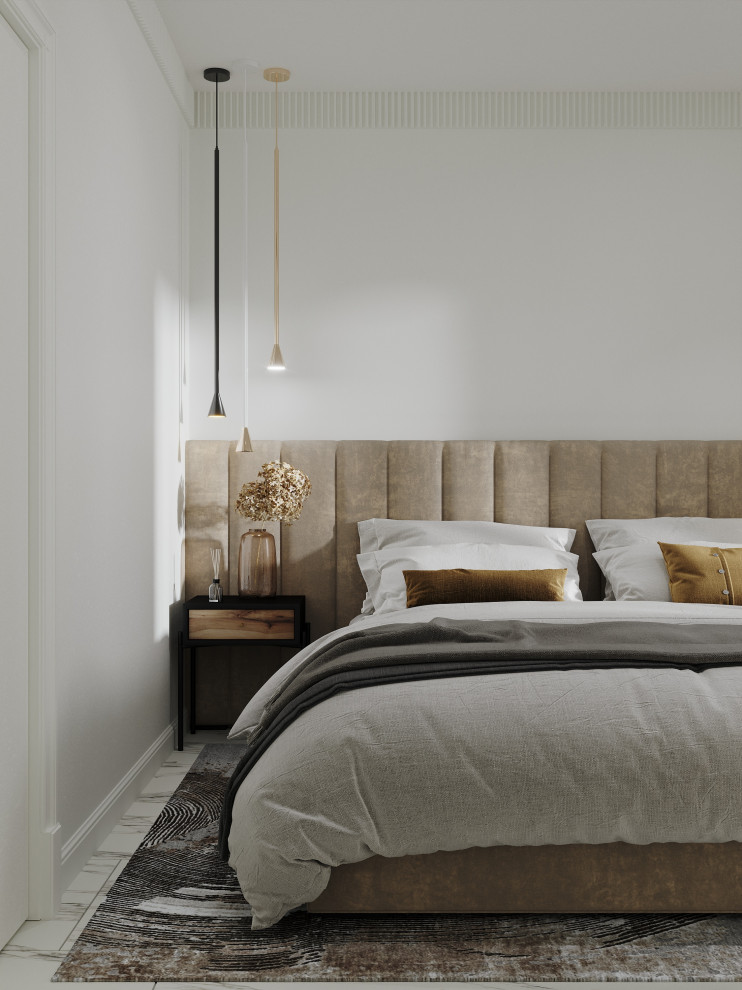 Спальня в однокомнатной квартире в ЖК "FoRest"