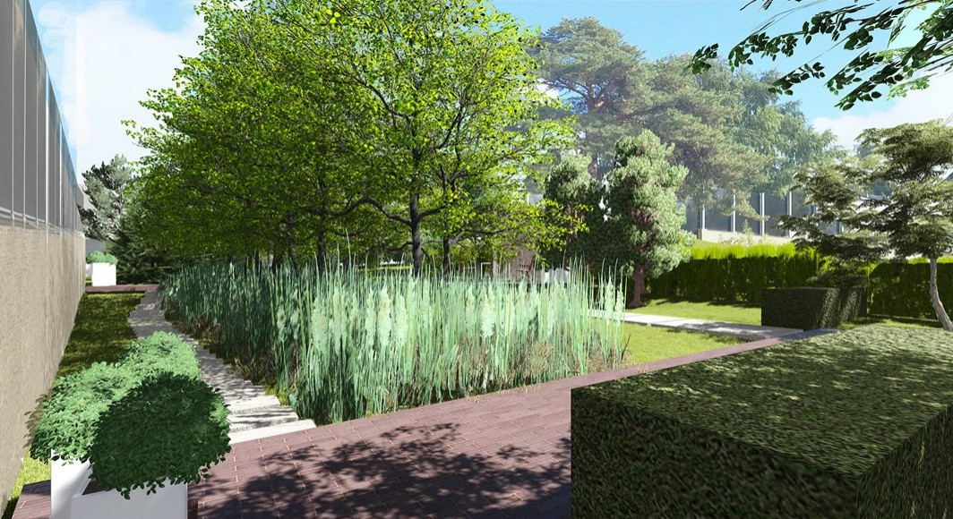 Cад с бассейном. Резиденции Рублево. 2016 г.