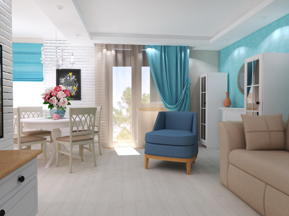 Дизайн проект кухни-гостиной в скандинавском стиле, 23 м.кв.