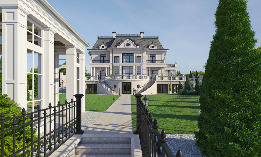 Архитектурный проект жилого дома с бассейном в классическом стиле. 1100кв.м.