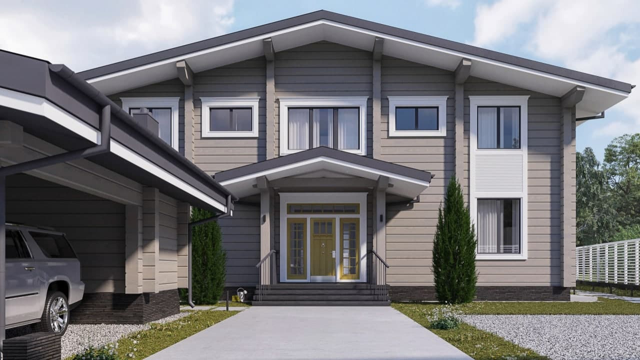 Частный жилой дом из клееного бруса в КП «Ново-луговая»