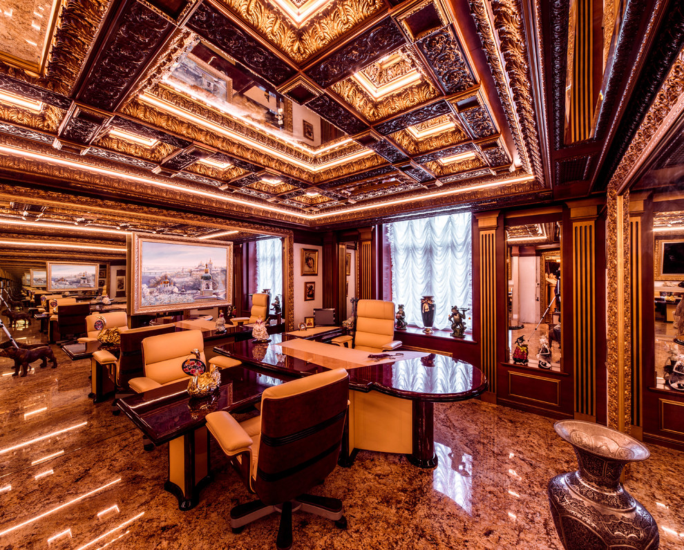 Сложные-пресложные потолки и интерьеры в красном