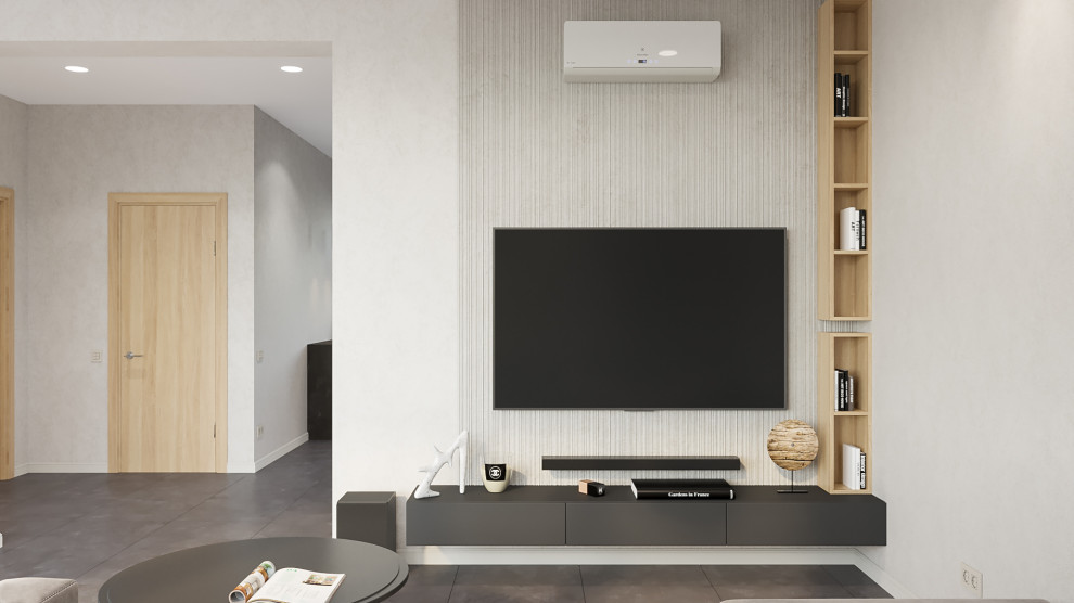 Барнхауз с мансардными окнами в серых оттенках