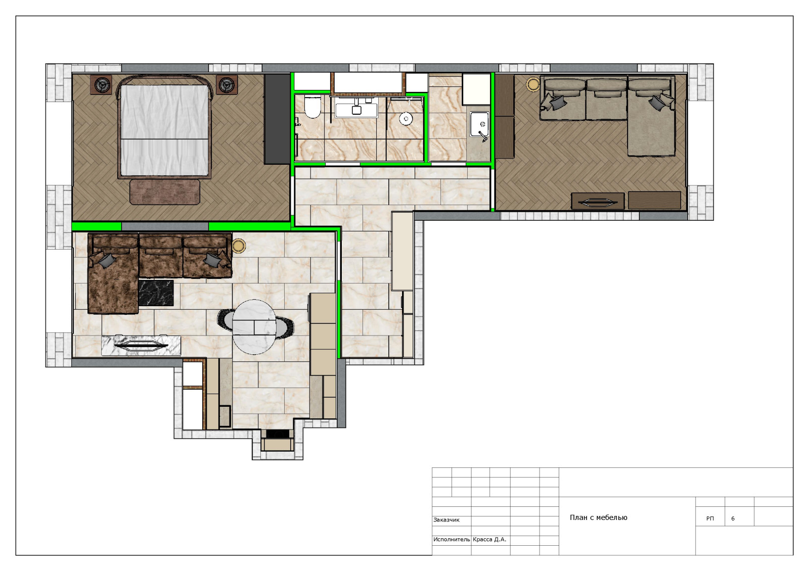 Первый Московский: двухкомнатная квартира 74 кв.м.