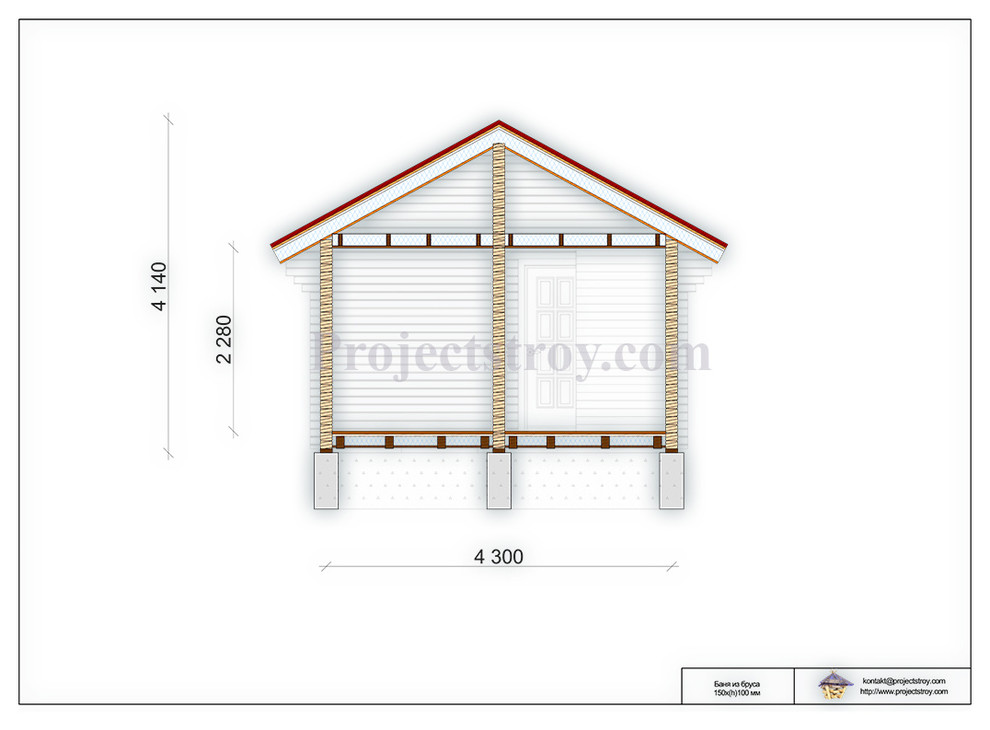 Проект брусовой бани 8 на 4 м