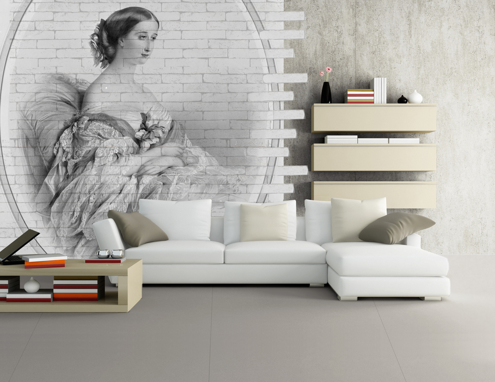 Гипсовый кирпич с принтом