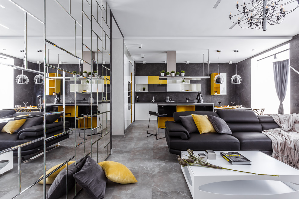 Фото гостиной реализованного проекта квартиры ЖК "Адмирал".