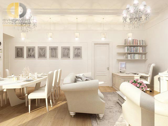 Дизайн квартиры 111 кв. м в стиле современная классика. 37 фото