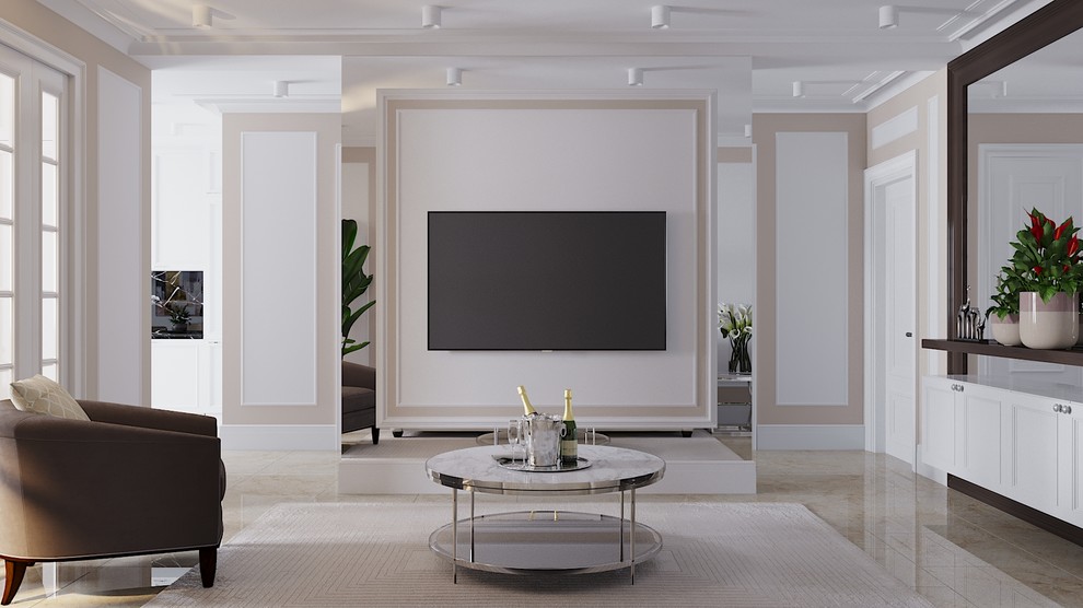 Интерьер однокомнатной квартиры в неоклассическом стиле