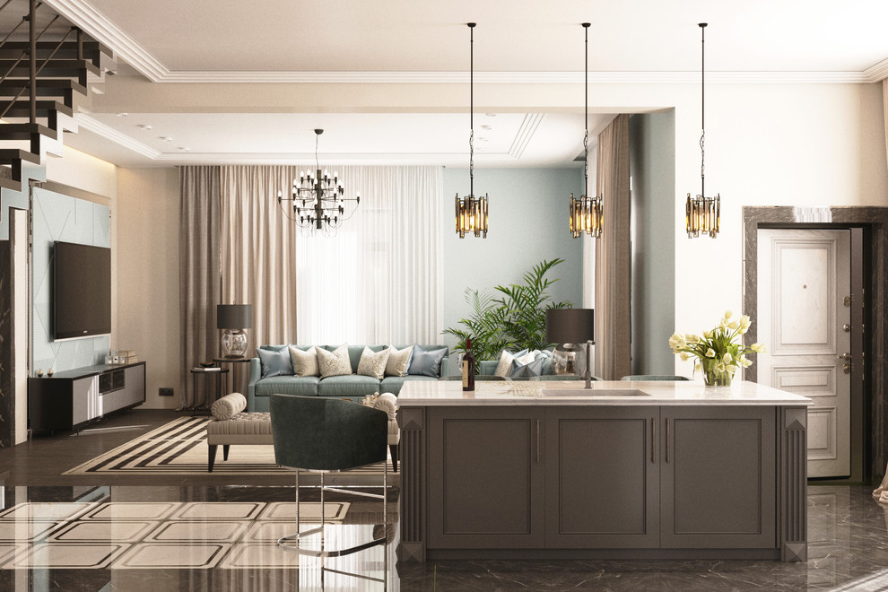 Изысканый интерьер в голубых тонах в г.Санкт-Петербург