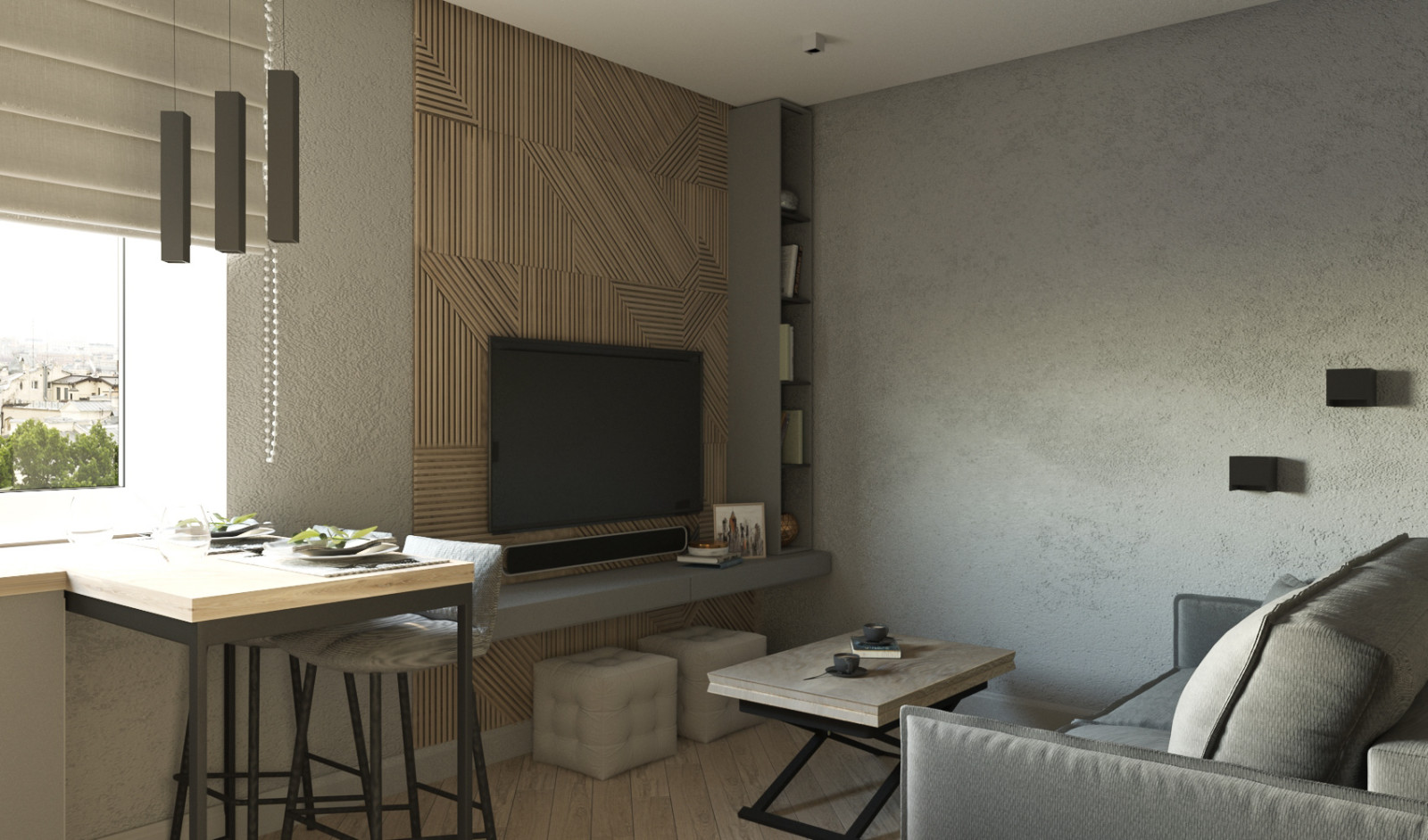 Обложка проекта: Маленькая кухня-гостиная