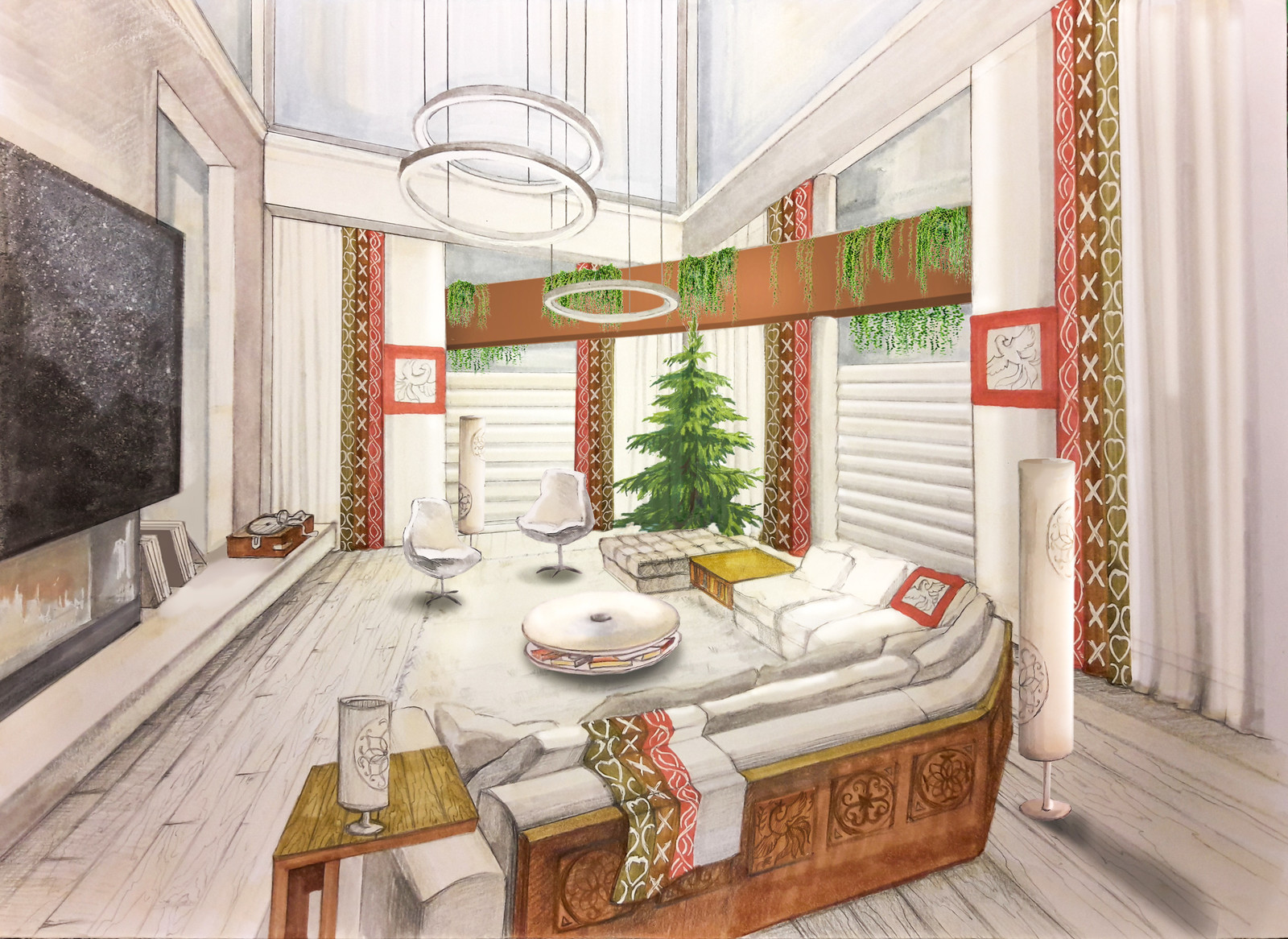 Проект дома в рисованной технике