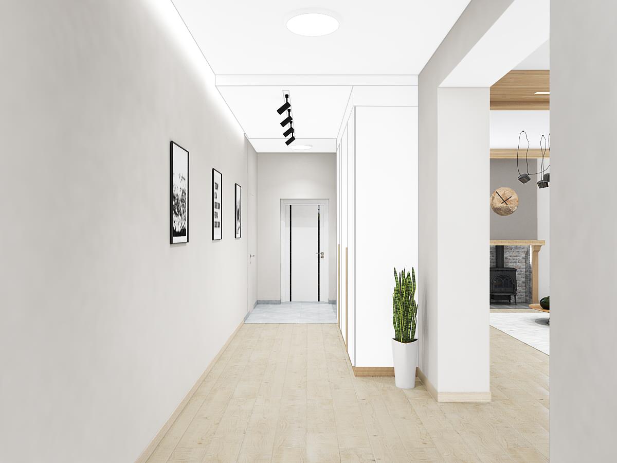 Кухня-гостиная с деревянными панелями