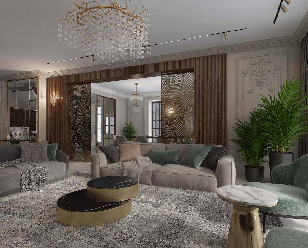 Дизайн-проект  1 этажа в загородном доме