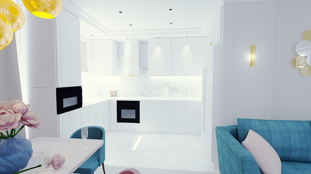 Дизайн-проект двухкомнатной квартиры, 83 м.кв.. Стиль- современная классика.