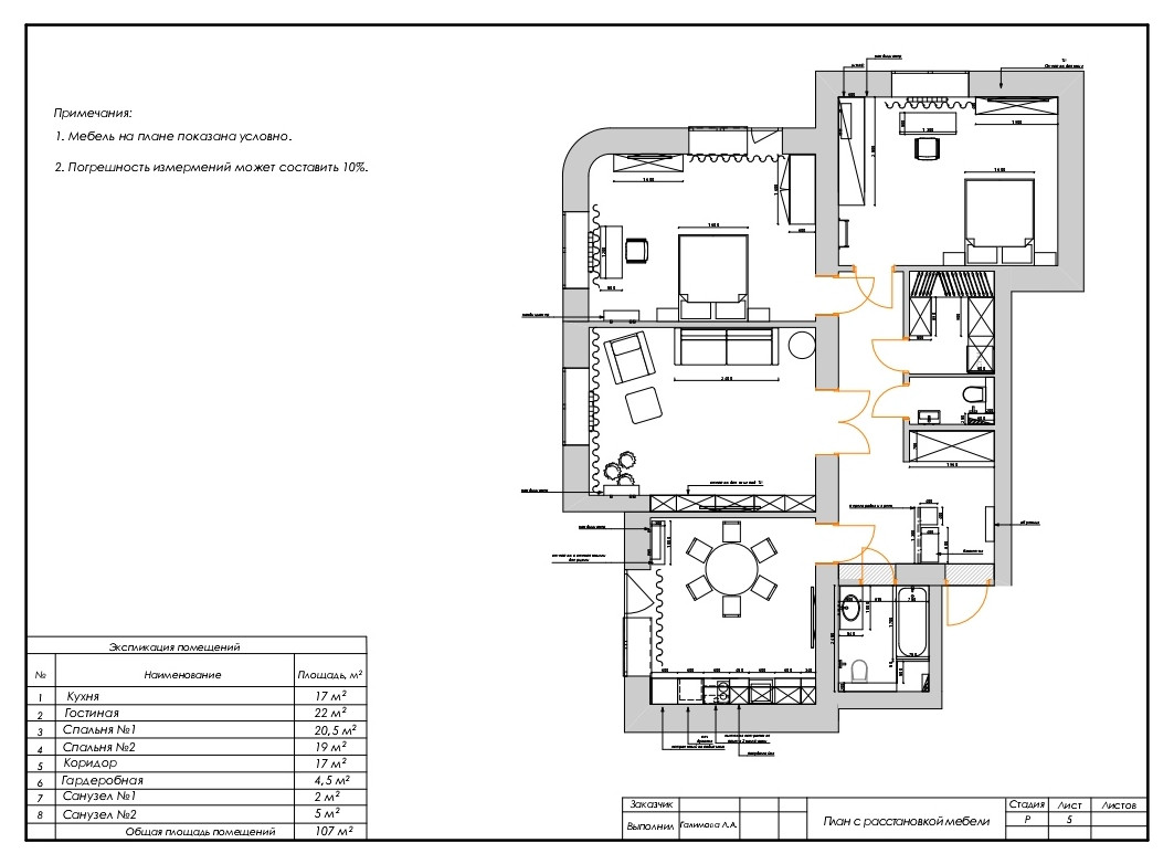 План расстановки мебели