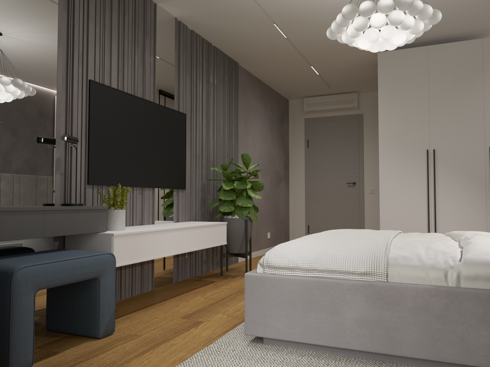 Квартира в современном стиле с синим акцентом