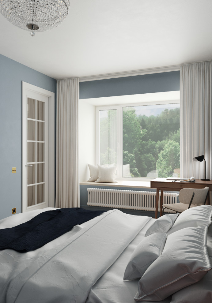 Спальня со стеклянной дверью