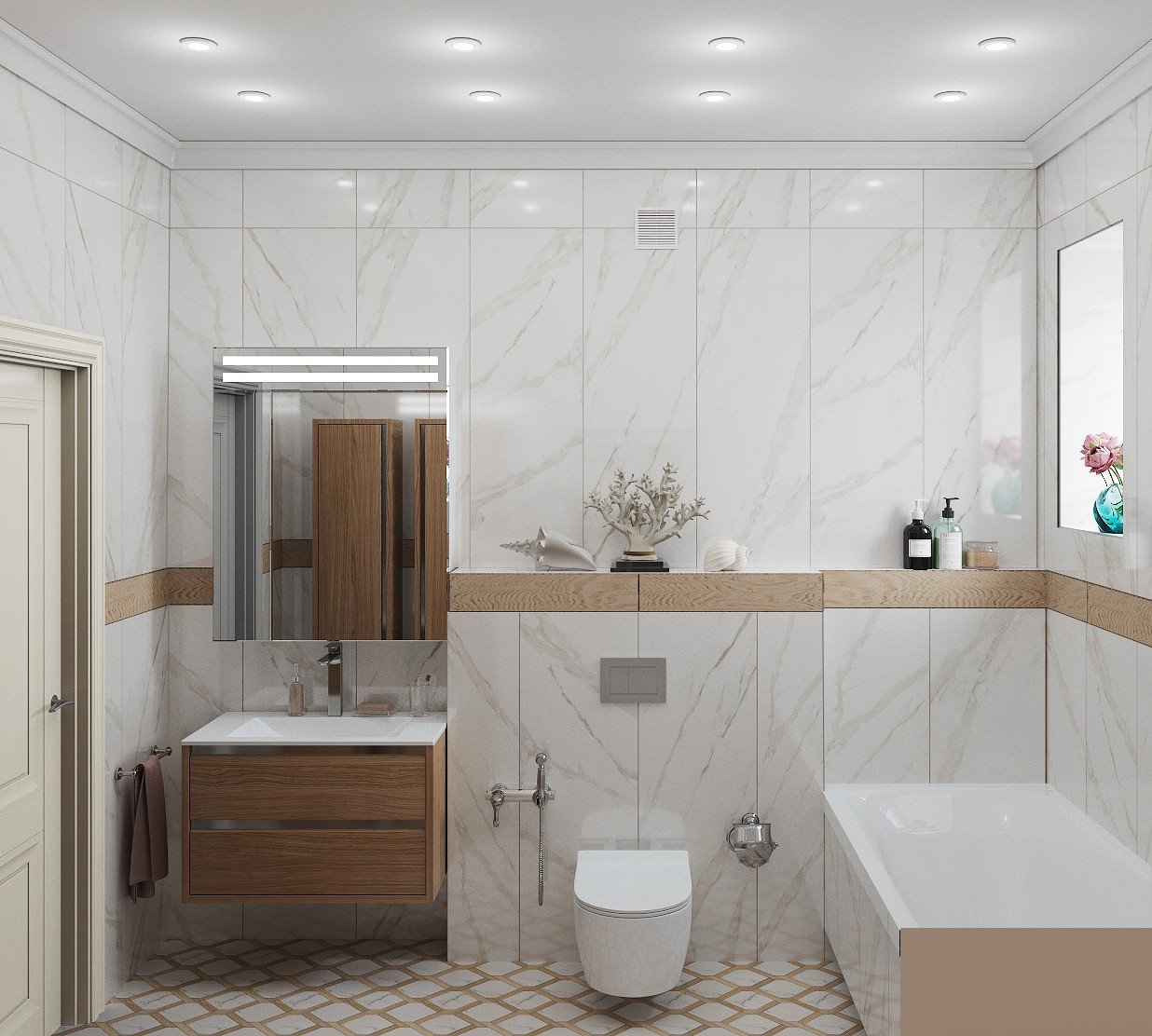 Спальня и санузел для молодой пары