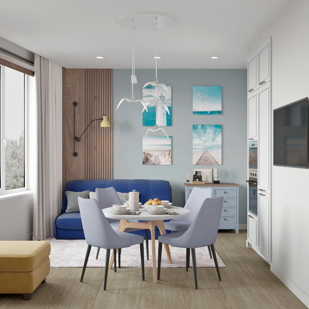 Проект квартиры 48м2 в Пушкине с частичной 3d-визуализацией