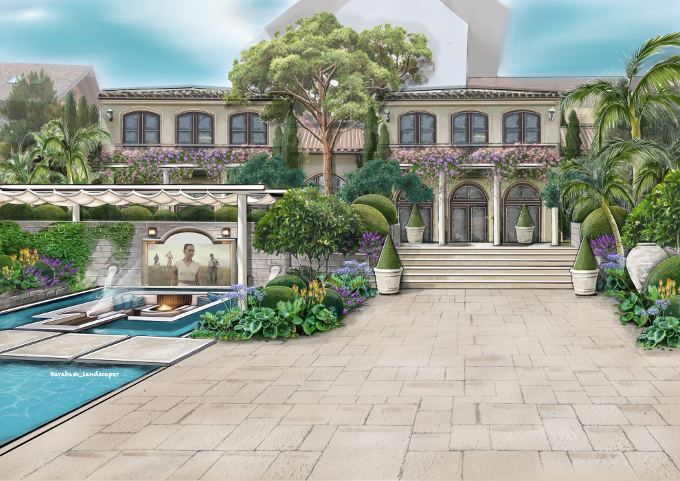 Концепция к Гостиному дворику в Тосканском стиле.