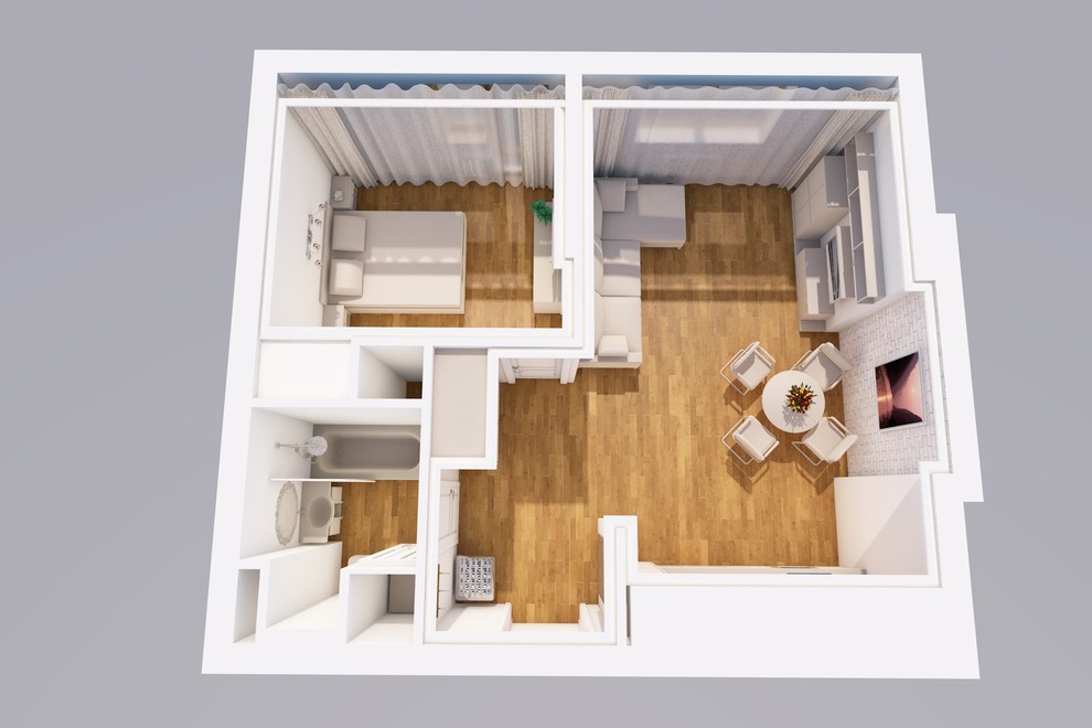 Обложка проекта: Планировочное решение однокомнатной квартиры в ЖК "Видный берег"