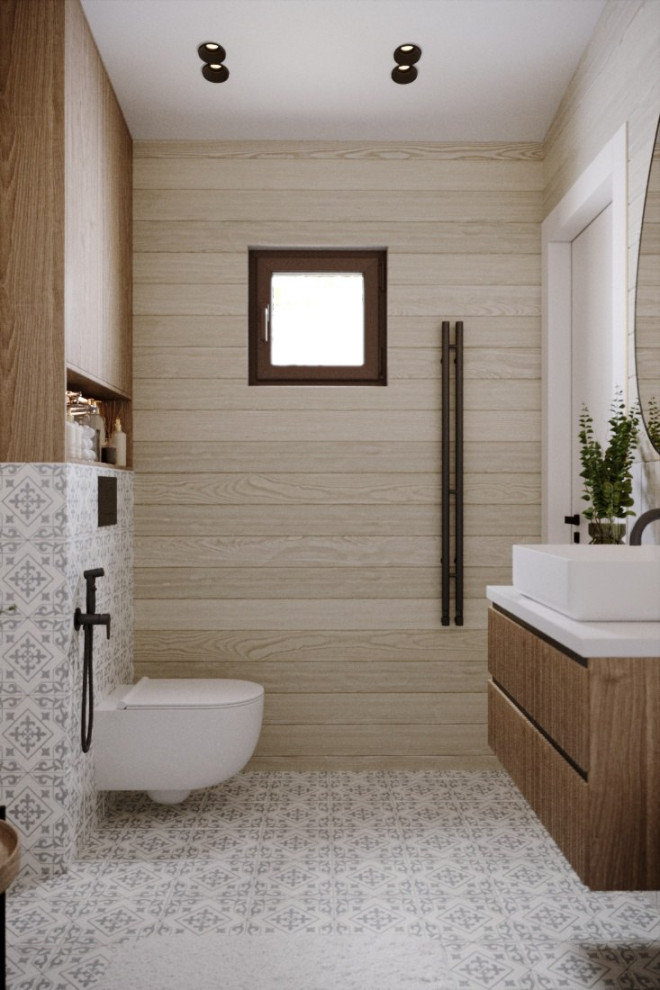 Дизайн ванной комнаты в доме из бруса