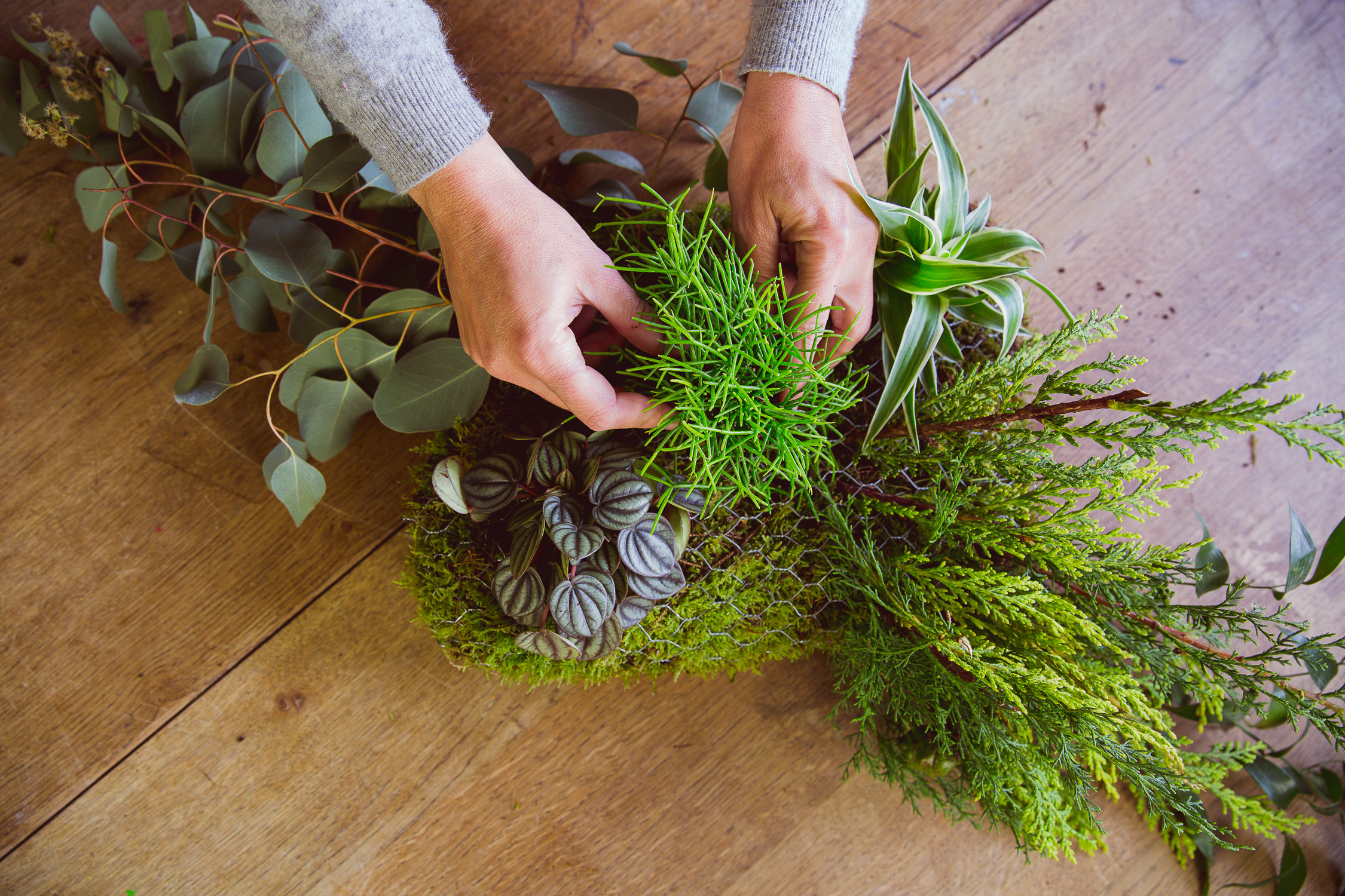 Своими руками: Композиция изо мха и цветов