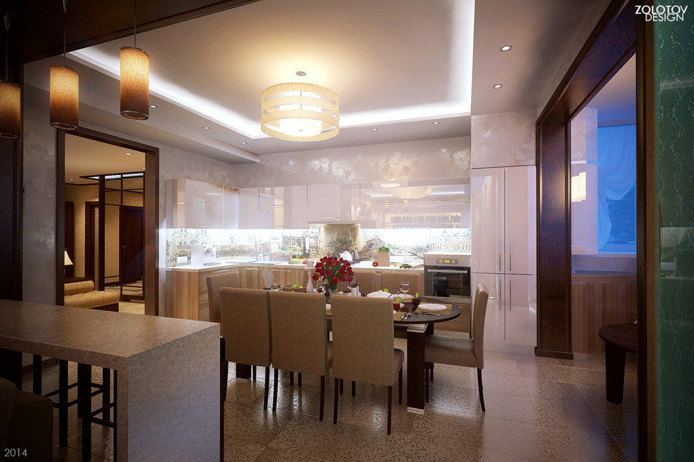 Гостиная совмещенная с кухней