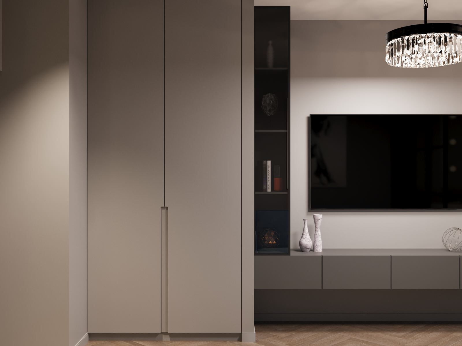 Гостиная. ЖК "Гринсайд". Квартира-студия 38 м²