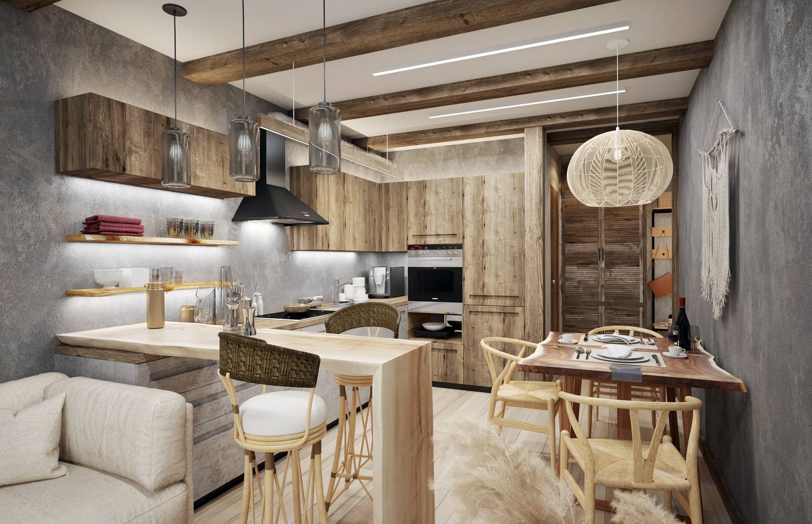 Двухкомнатная квартира. 64 кв.м. в стиле Бохо