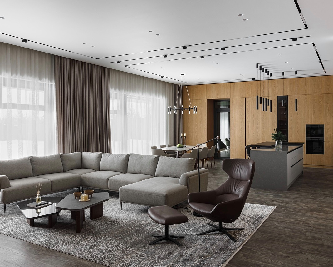 Кухня гостиная в загородном доме