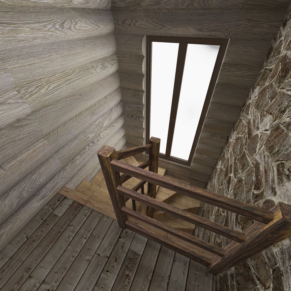 Интерьер дома из сруба в стиле шале (первый этаж)