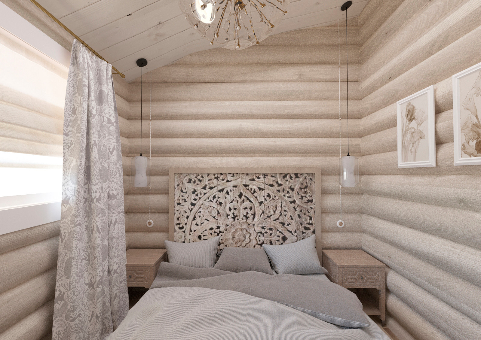 Дизайн загородного дома из бревна