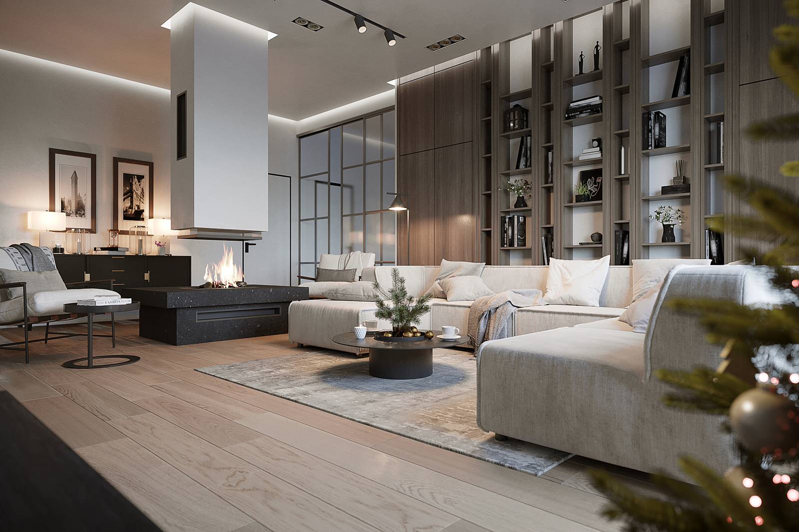 Обложка проекта: Гостиная с камином. Частное домовладение.