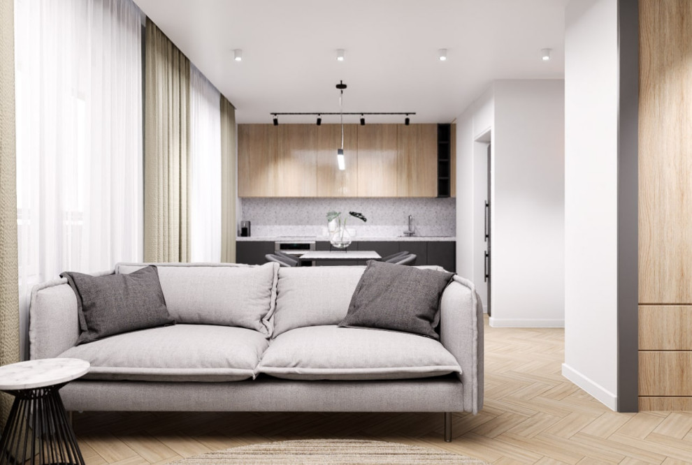 Проект интерьера квартиры со спальней-нишей